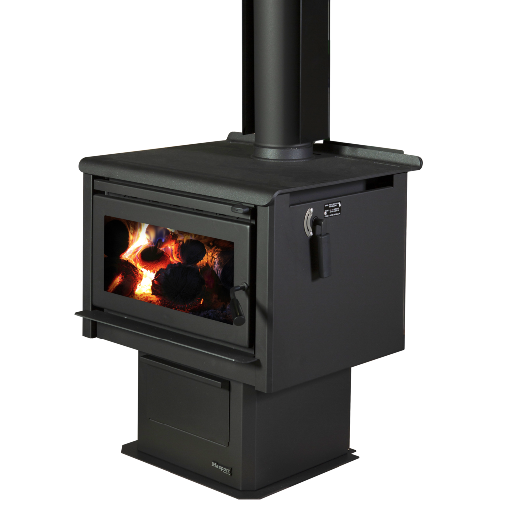 Masport Heating. Rakaia Freestanding UltraLow Emissions (ULEB) Wood Fire on Pedestal 999901