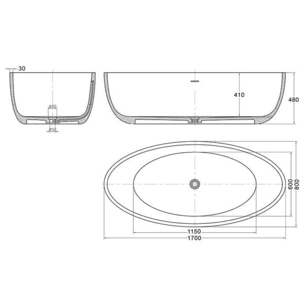 Waterware. Quila Oval Freestanding Cast Stone Carbon Quartz | WD6589CQ - Image 5