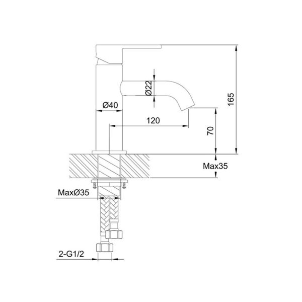 Loft. Standard Basin Mixer Brushed Copper | FWLO8228BC - Image 2