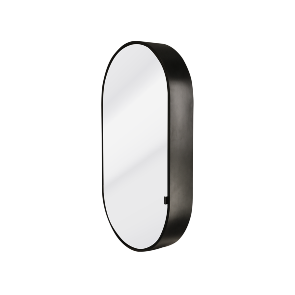 Waterware. Kzoao 500mm Oval Black Mirror Cabinet | KZMGRO500BL - Image 2