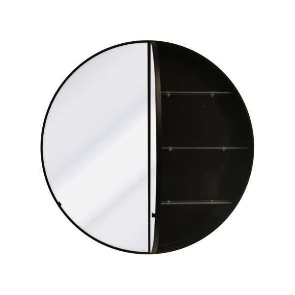 Waterware. Kzoao 900mm Round Black Mirror Cabinet | KZMGRO900BL - Image 3