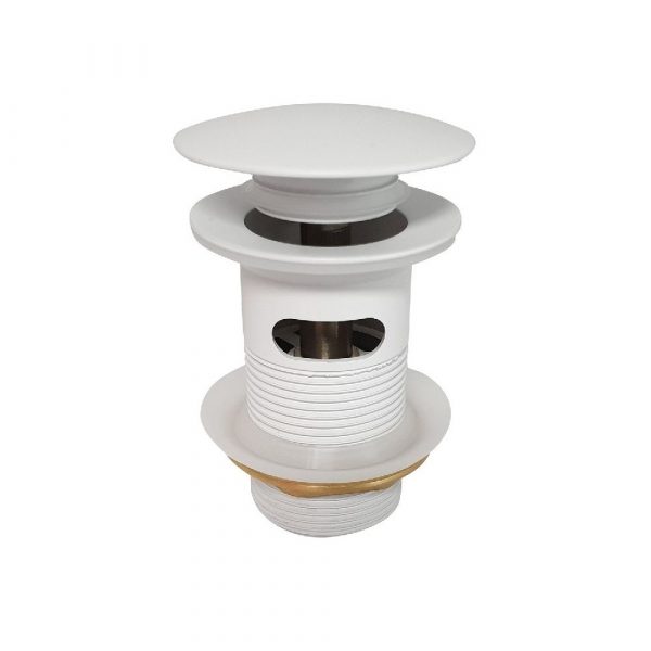 Waterware. Clickclak Overflow Pop-Up Dome Waste Matte White | FW9269OMW