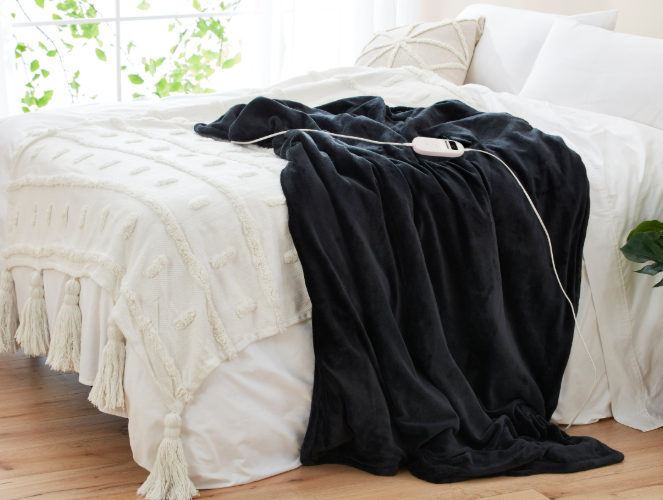 Electric Heated Throw Charcoal